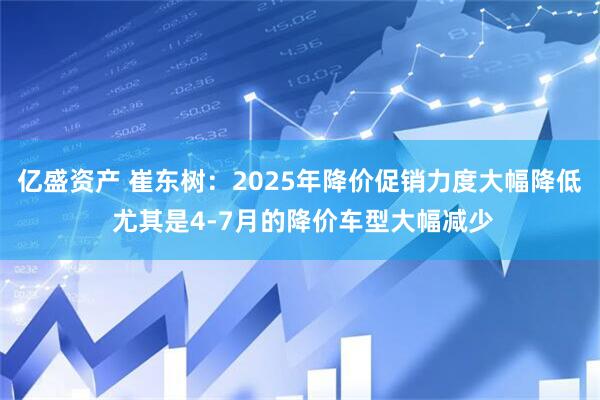 亿盛资产 崔东树：2025年降价促销力度大幅降低 尤其是4-7月的降价车型大幅减少