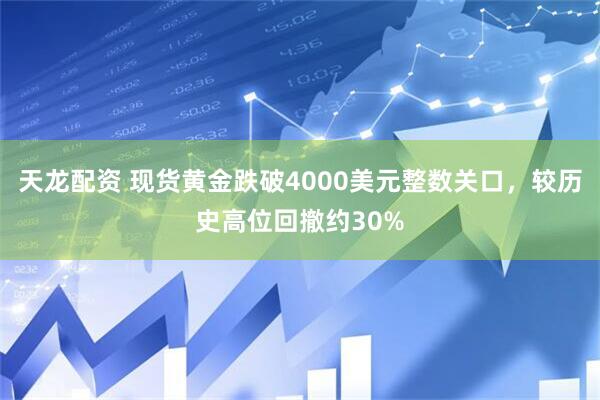 天龙配资 现货黄金跌破4000美元整数关口，较历史高位回撤约30%